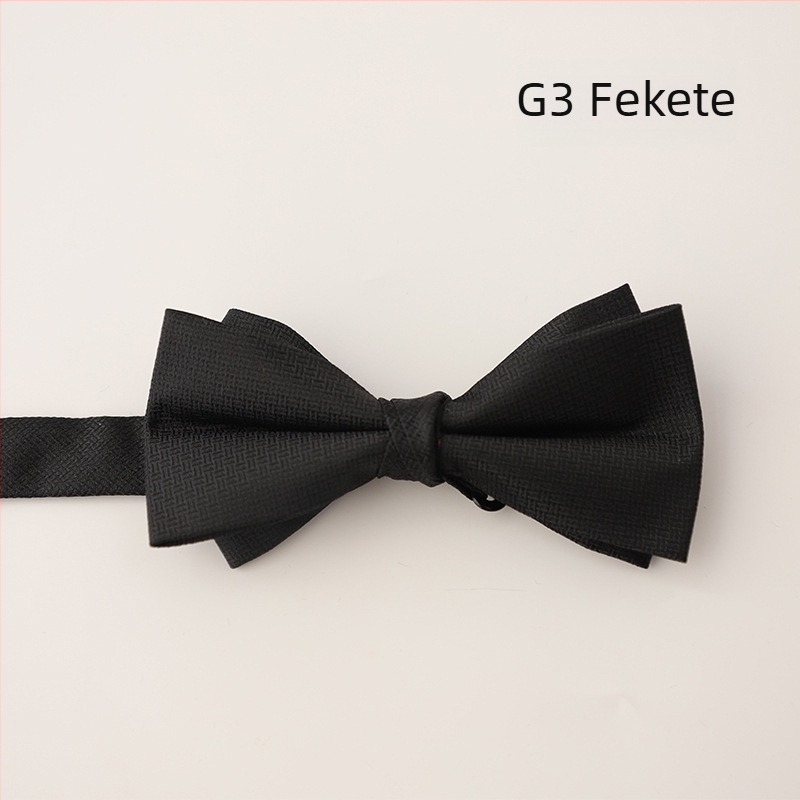 Csokornyakkendő, koreai stílus, sík fejű, herringbone mintázat, jacquard szövés, poliészter