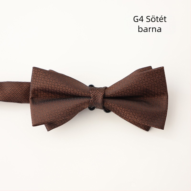 Csokornyakkendő, koreai stílus, sík fejű, herringbone mintázat, jacquard szövés, poliészter