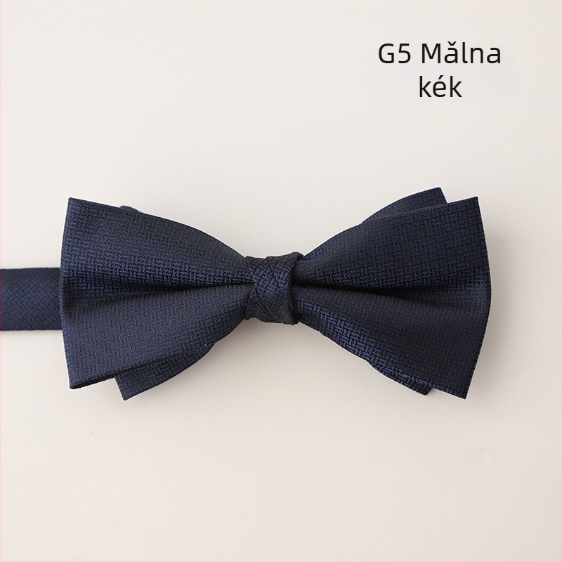 Csokornyakkendő, koreai stílus, sík fejű, herringbone mintázat, jacquard szövés, poliészter