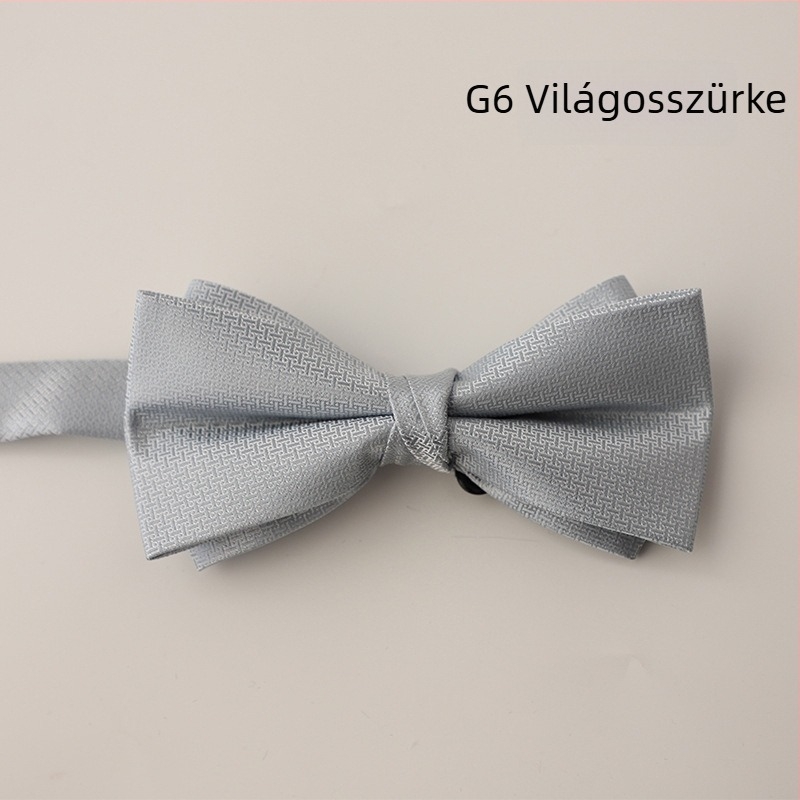 Csokornyakkendő, koreai stílus, sík fejű, herringbone mintázat, jacquard szövés, poliészter