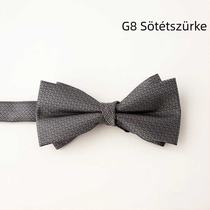 Csokornyakkendő, koreai stílus, sík fejű, herringbone mintázat, jacquard szövés, poliészter