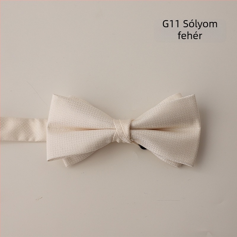 Csokornyakkendő, koreai stílus, sík fejű, herringbone mintázat, jacquard szövés, poliészter