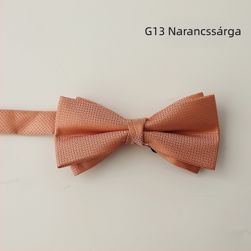 Csokornyakkendő, koreai stílus, sík fejű, herringbone mintázat, jacquard szövés, poliészter
