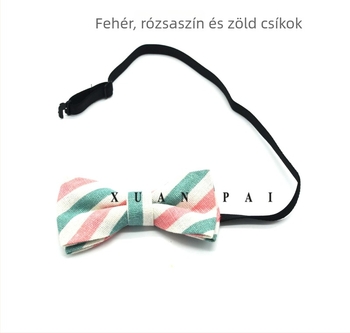 Gyerekeknek szóló csíkos csokornyakkendő virágos díszítéssel, poliészter, lapos fej stílus, egyedi csomagolás