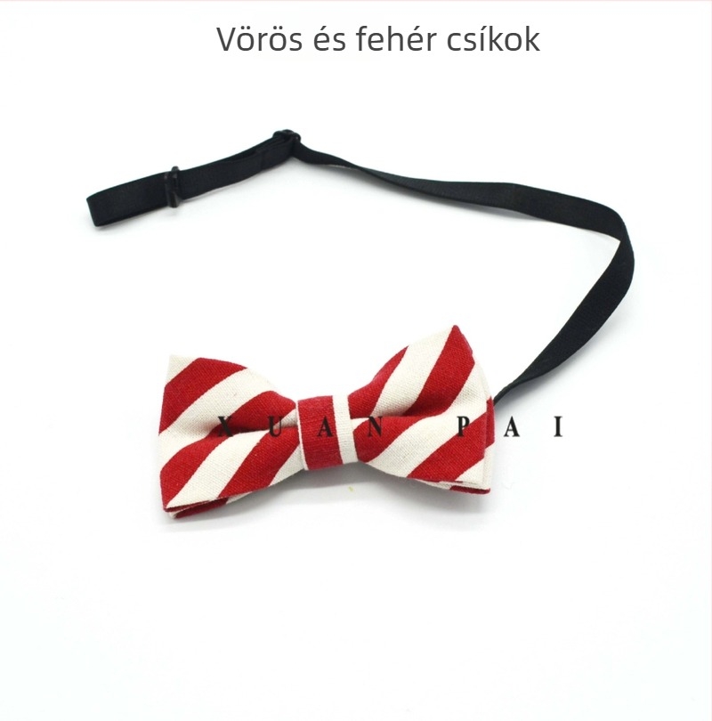 Gyerekeknek szóló csíkos csokornyakkendő virágos díszítéssel, poliészter, lapos fej stílus, egyedi csomagolás