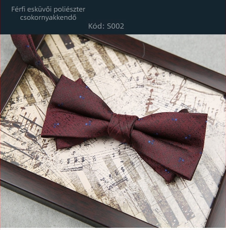 Férfi esküvői csokornyakkendő jacquard poliészterből, csíkos mintázat, lapos csomó, férfi stílus