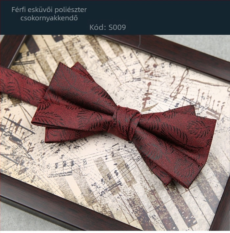 Férfi esküvői csokornyakkendő jacquard poliészterből, csíkos mintázat, lapos csomó, férfi stílus