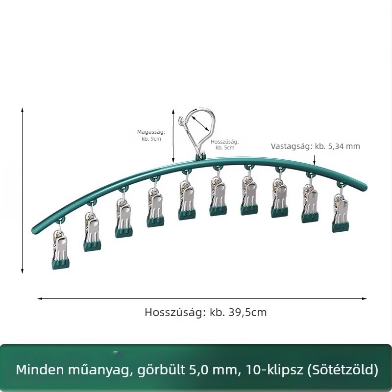 Zinkötvözet zokiklipek görbült ruhaszárítókhoz, többklipszes, nem bővíthető, nem összecsukható, modern minimalistikus stílus