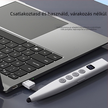 Távirányítós lézeres oldalváltó toll PPT-prezentációkhoz és fehér táblához, digitális teleszkópos mutatóval