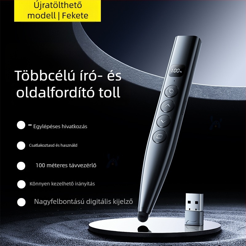 Távirányítós lézeres oldalváltó toll PPT-prezentációkhoz és fehér táblához, digitális teleszkópos mutatóval