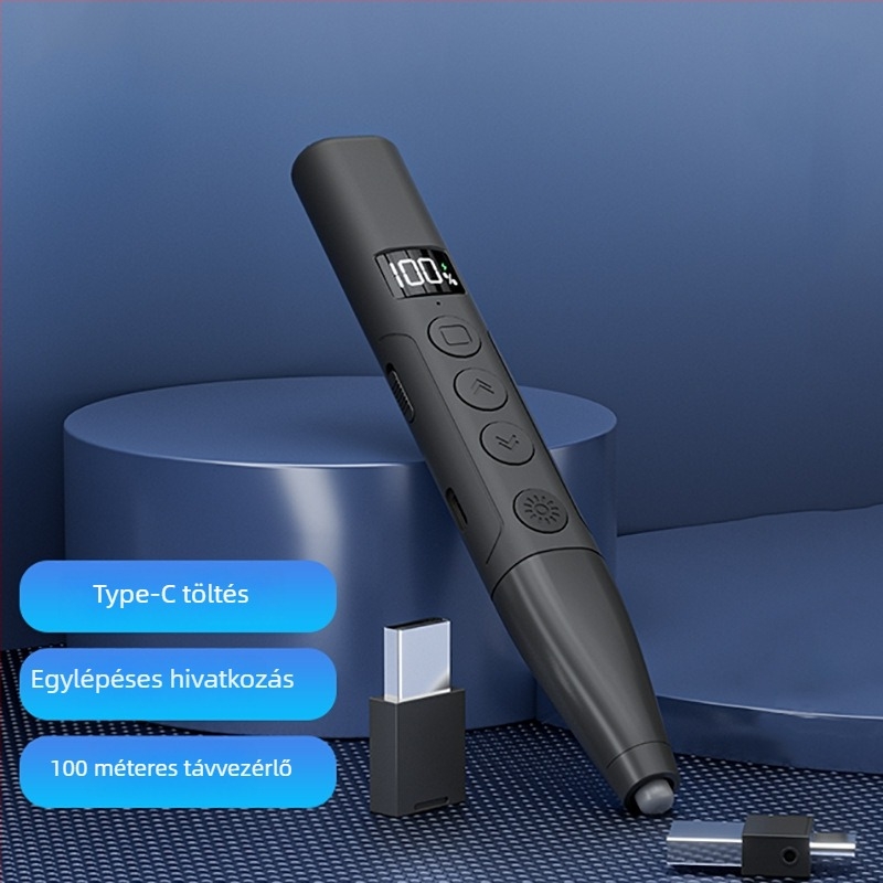 Távirányítós lézeres oldalváltó toll PPT-prezentációkhoz és fehér táblához, digitális teleszkópos mutatóval