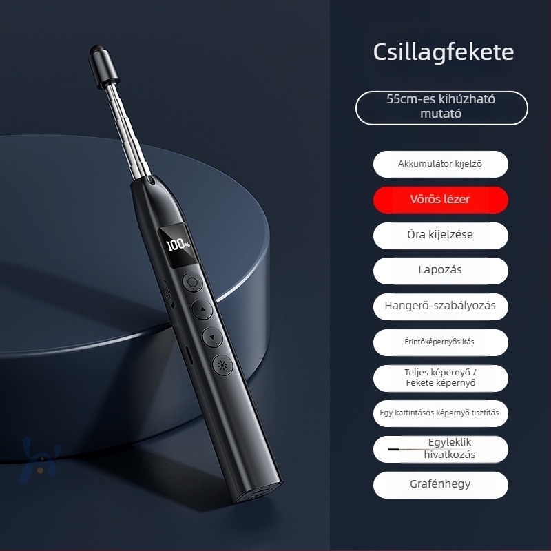 Távirányítós lézeres oldalváltó toll PPT-prezentációkhoz és fehér táblához, digitális teleszkópos mutatóval