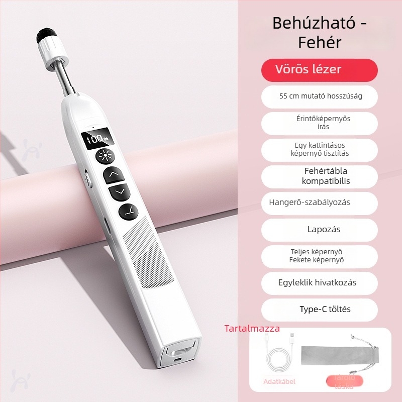 Távirányítós lézeres oldalváltó toll PPT-prezentációkhoz és fehér táblához, digitális teleszkópos mutatóval