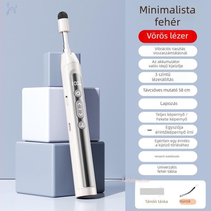 Távirányítós lézeres oldalváltó toll PPT-prezentációkhoz és fehér táblához, digitális teleszkópos mutatóval