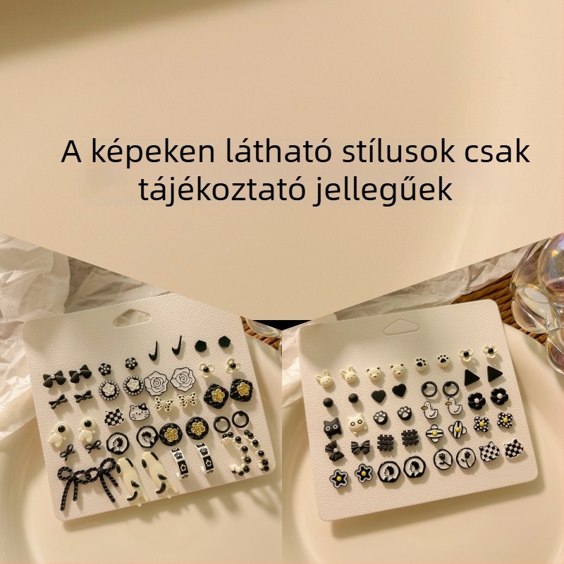 Nyári, színes diáklány fülbevaló készlet – szív, virág, levél és geometriai formák