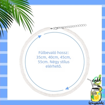 Kagyló nyaklánc, kézzel készített, geometriai dizájn, kulcscsonti lánccal