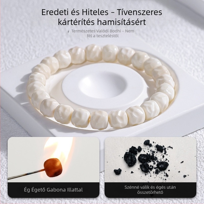 Bodhi gyöngy karkötő, 22 gyöngy, 10 mm, kerámiás hatású Bodhi gyökér ékszer, uniszex