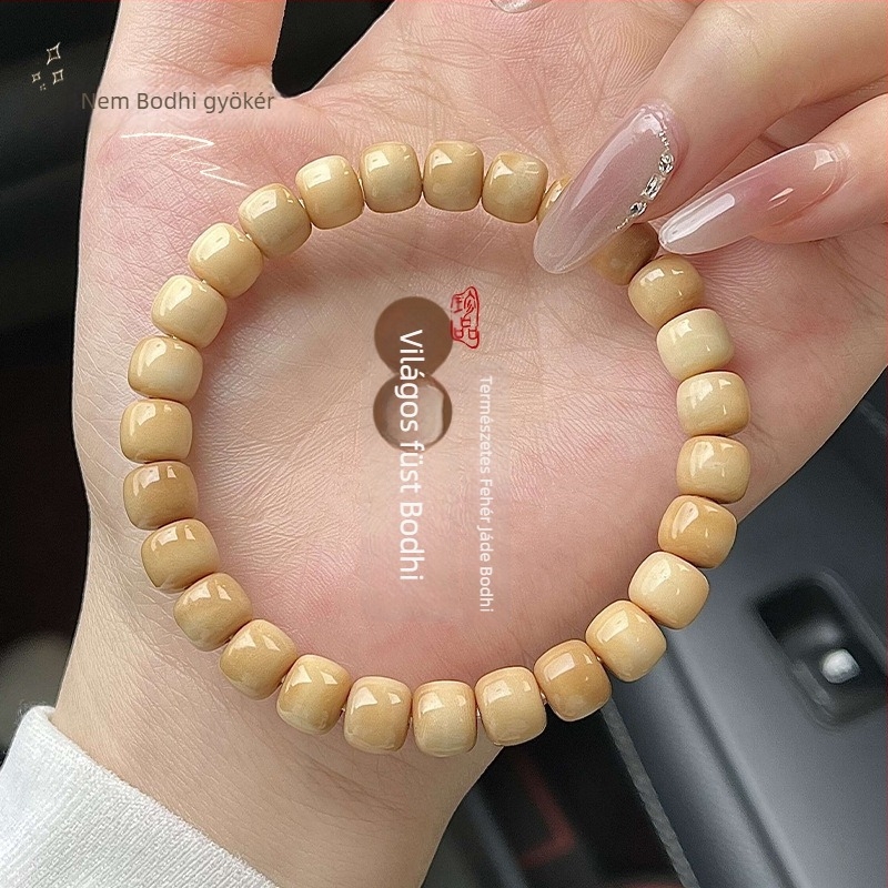 Bodhi gyöngy karkötő, 22 gyöngy, 10 mm, kerámiás hatású Bodhi gyökér ékszer, uniszex