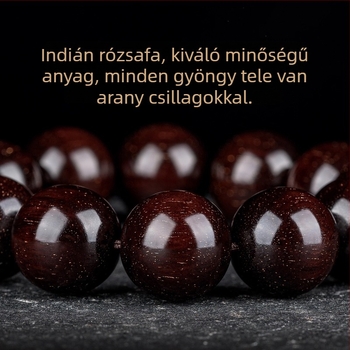 Kislevelű rózsafa gyöngy karkötő, magas olajtartalom, aranyszálas buddhista gyöngyök, férfiaknak, santal vörös