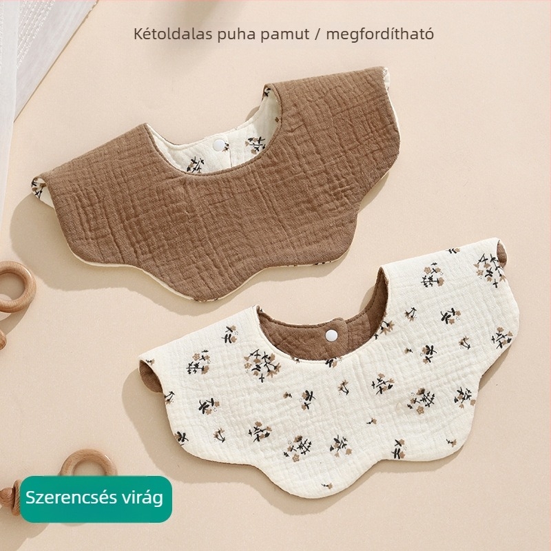Dem Baba-nyakvédő, dupla oldalú pamut géz, 360° vízálló, Cartoon minta, 1-3 éveseknek