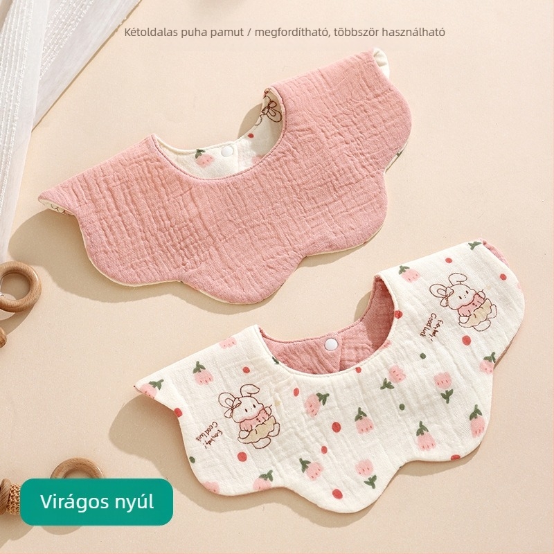 Dem Baba-nyakvédő, dupla oldalú pamut géz, 360° vízálló, Cartoon minta, 1-3 éveseknek