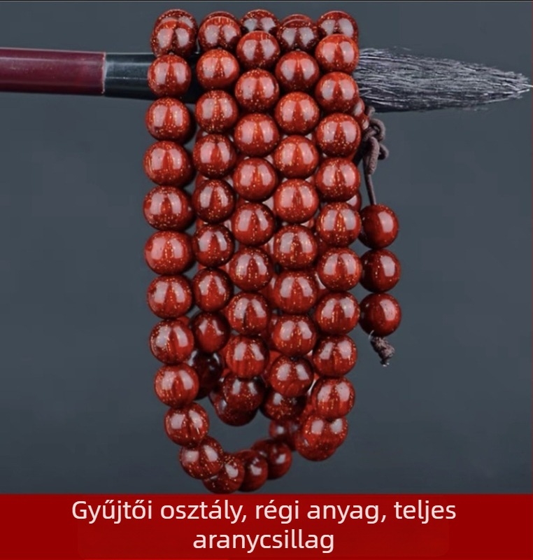 Uniszex 108 gyöngyös karkötő kislevelű zitanfából, rózsarijás karkötő, 2023 tavasz megjelenés