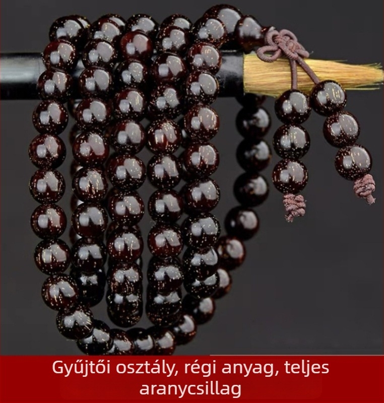 Uniszex 108 gyöngyös karkötő kislevelű zitanfából, rózsarijás karkötő, 2023 tavasz megjelenés