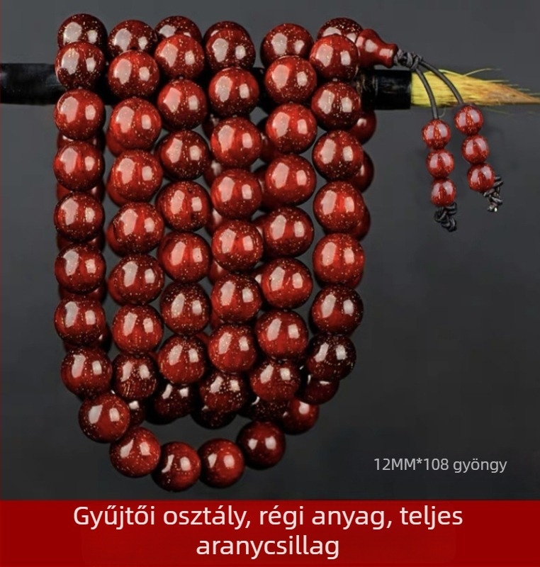 Uniszex 108 gyöngyös karkötő kislevelű zitanfából, rózsarijás karkötő, 2023 tavasz megjelenés