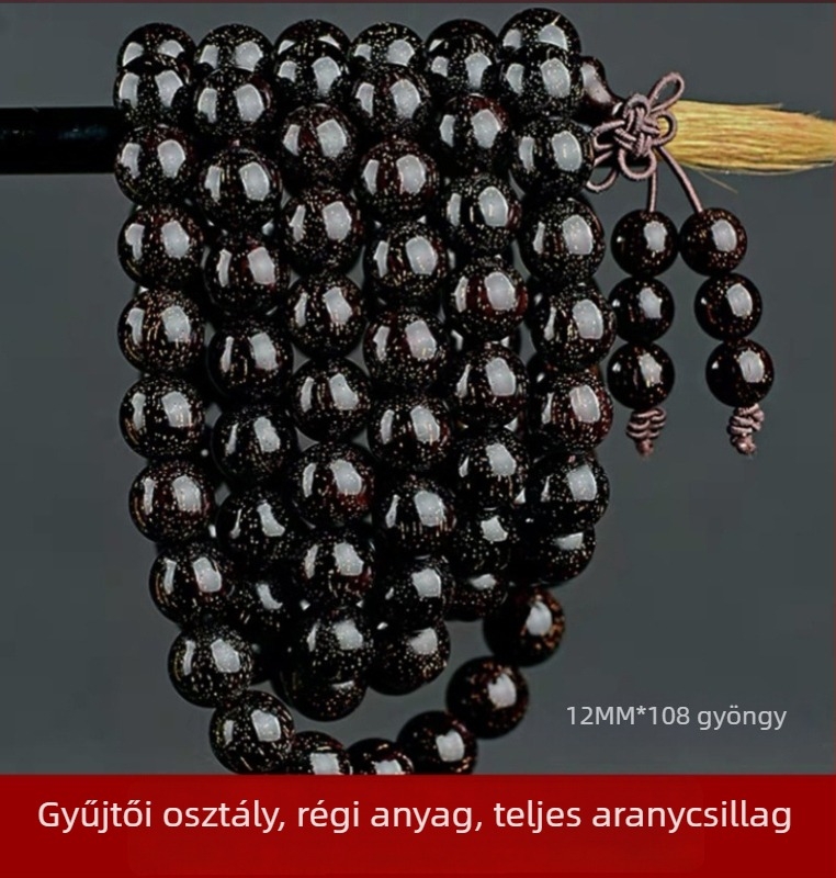 Uniszex 108 gyöngyös karkötő kislevelű zitanfából, rózsarijás karkötő, 2023 tavasz megjelenés