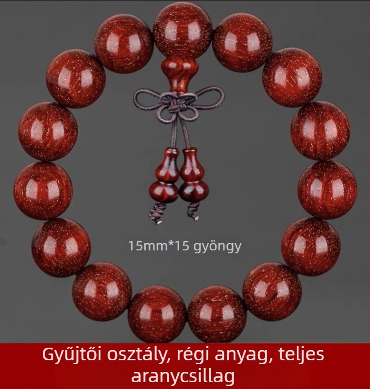 Uniszex 108 gyöngyös karkötő kislevelű zitanfából, rózsarijás karkötő, 2023 tavasz megjelenés