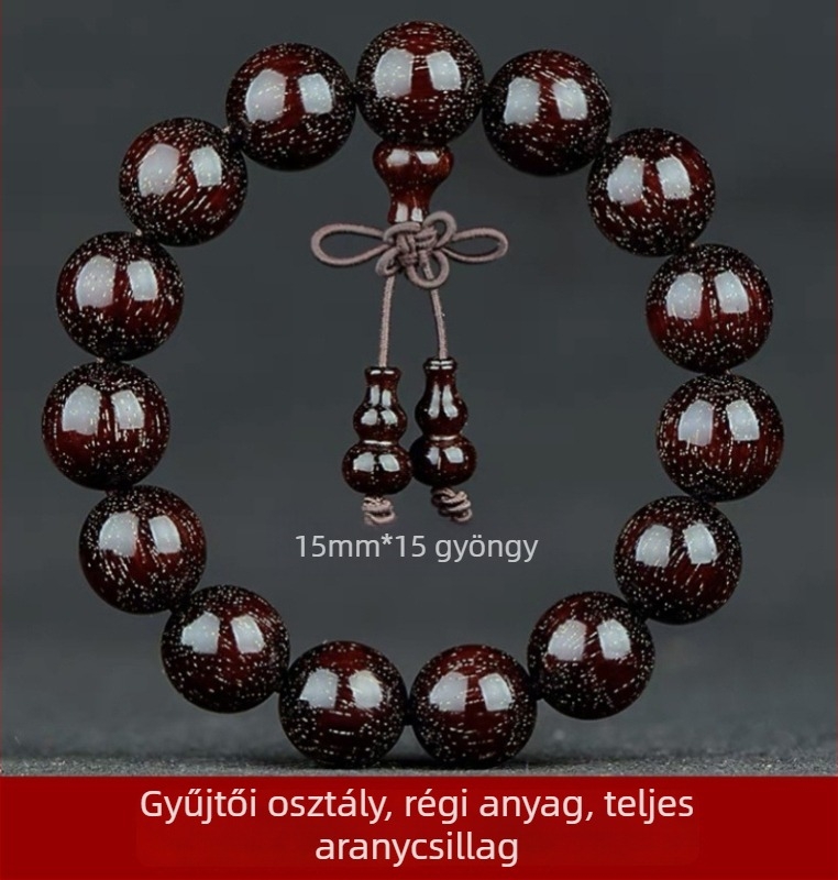 Uniszex 108 gyöngyös karkötő kislevelű zitanfából, rózsarijás karkötő, 2023 tavasz megjelenés