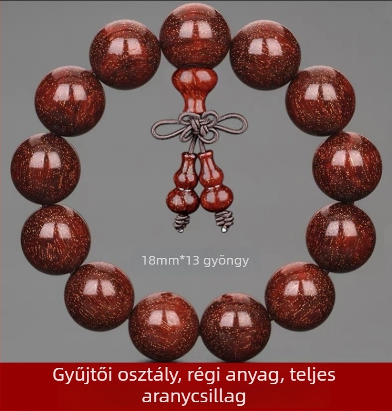 Uniszex 108 gyöngyös karkötő kislevelű zitanfából, rózsarijás karkötő, 2023 tavasz megjelenés