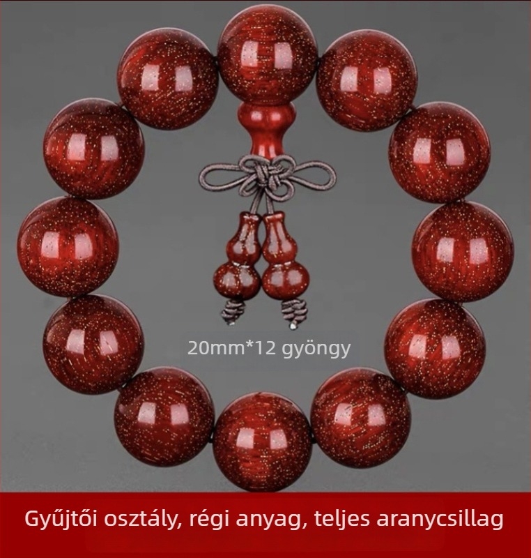 Uniszex 108 gyöngyös karkötő kislevelű zitanfából, rózsarijás karkötő, 2023 tavasz megjelenés