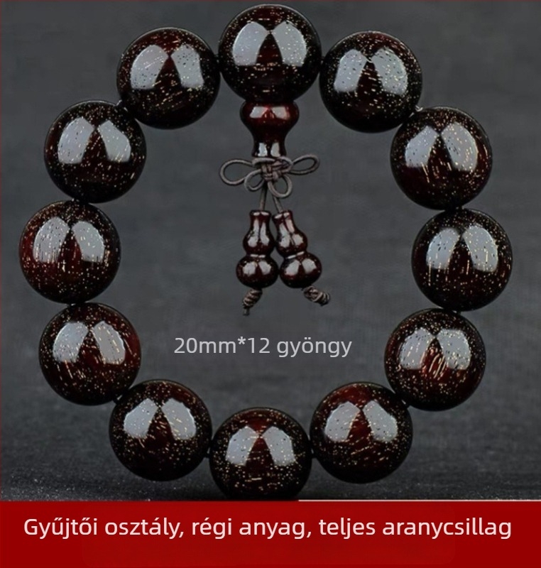 Uniszex 108 gyöngyös karkötő kislevelű zitanfából, rózsarijás karkötő, 2023 tavasz megjelenés