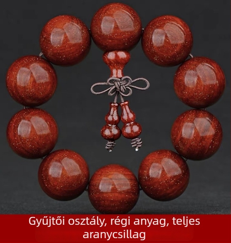 Uniszex 108 gyöngyös karkötő kislevelű zitanfából, rózsarijás karkötő, 2023 tavasz megjelenés