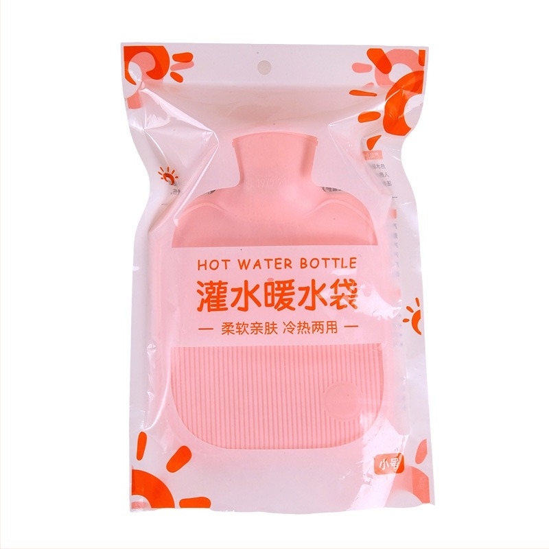 Vízbe töltött forró víz töltőtáska kézmelegítéshez, sűrű PVC, 500 g, derék/has/kezek/vállak/nyak/ujjak számára, meleg és hideg használat, testreszabás