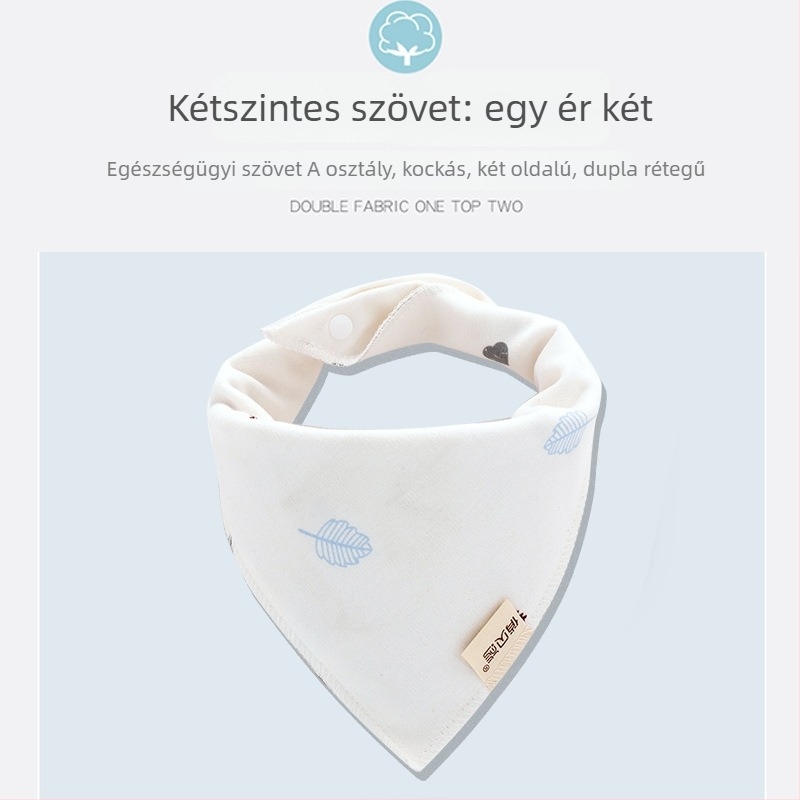 Háromszög alakú bébi kendő — 95% feletti pamut, kétszintes, vízálló, 0–6 éveseknek