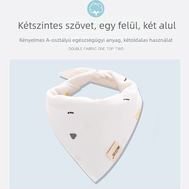 Háromszög alakú bébi kendő — 95% feletti pamut, kétszintes, vízálló, 0–6 éveseknek