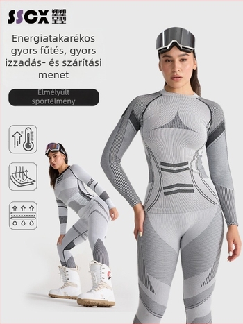 Gyorsan száradó síkészlet — meleg alapréteg, pamutszövet keverék (Spandex 13%, Nylon 61%, Polyester 26%), Tél/Ősz, Férfiak, Tevékenységek: futás, kerékpározás, hó és jég, túrázás