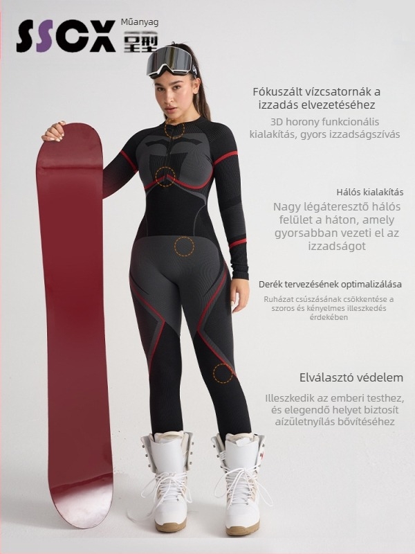 Gyorsan száradó síkészlet — meleg alapréteg, pamutszövet keverék (Spandex 13%, Nylon 61%, Polyester 26%), Tél/Ősz, Férfiak, Tevékenységek: futás, kerékpározás, hó és jég, túrázás