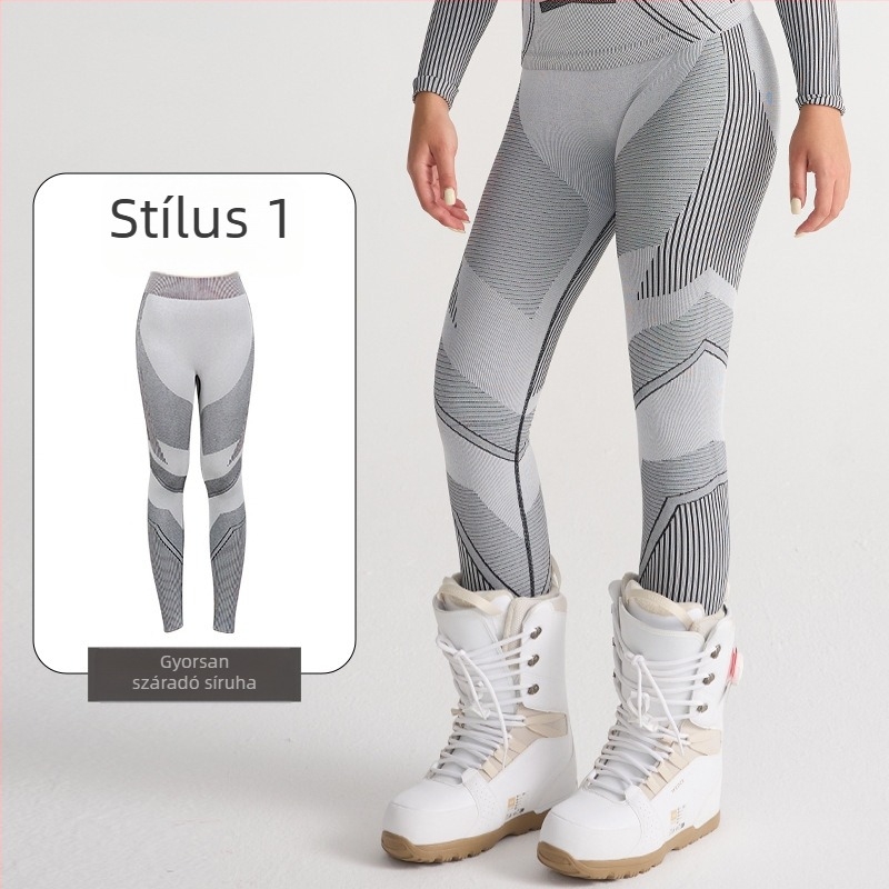 Gyorsan száradó síkészlet — meleg alapréteg, pamutszövet keverék (Spandex 13%, Nylon 61%, Polyester 26%), Tél/Ősz, Férfiak, Tevékenységek: futás, kerékpározás, hó és jég, túrázás