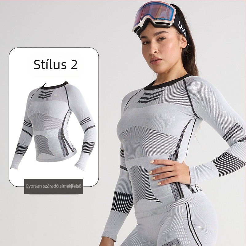 Gyorsan száradó síkészlet — meleg alapréteg, pamutszövet keverék (Spandex 13%, Nylon 61%, Polyester 26%), Tél/Ősz, Férfiak, Tevékenységek: futás, kerékpározás, hó és jég, túrázás