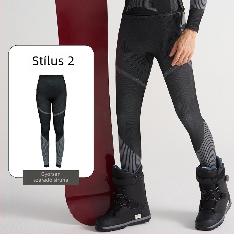 Gyorsan száradó síkészlet — meleg alapréteg, pamutszövet keverék (Spandex 13%, Nylon 61%, Polyester 26%), Tél/Ősz, Férfiak, Tevékenységek: futás, kerékpározás, hó és jég, túrázás