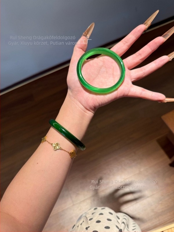 Üvegkarkötő, Zhuozhi bracelet márka, polírozott felület, kínai stílus, irodalmi retro