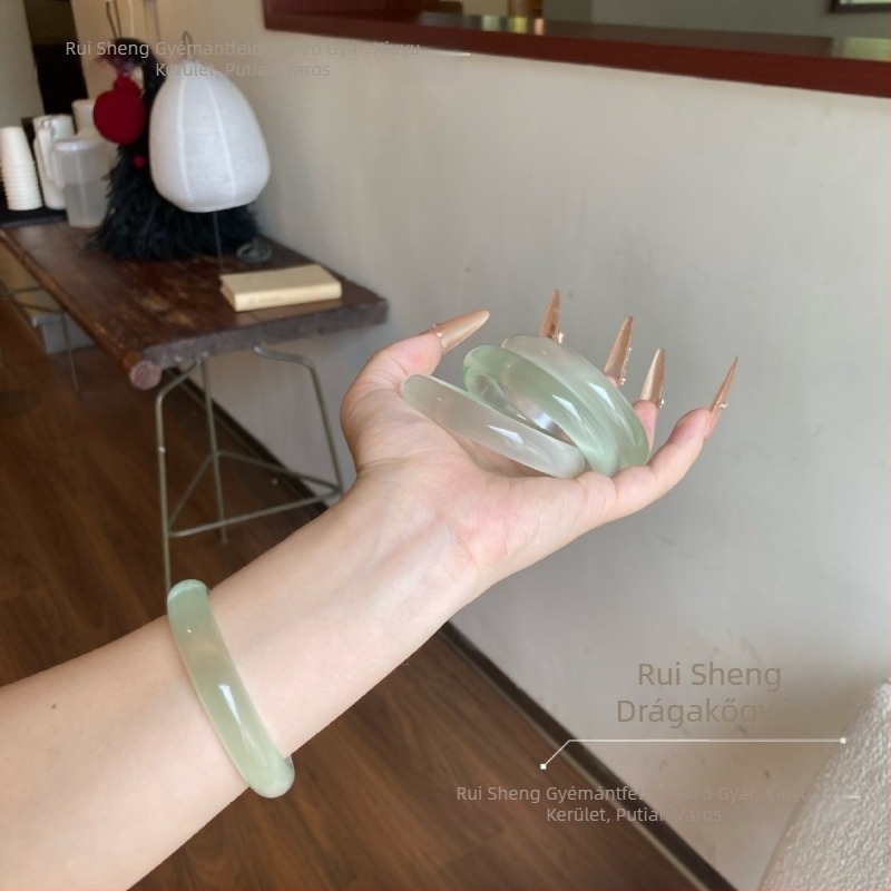 Üvegkarkötő, Zhuozhi bracelet márka, polírozott felület, kínai stílus, irodalmi retro