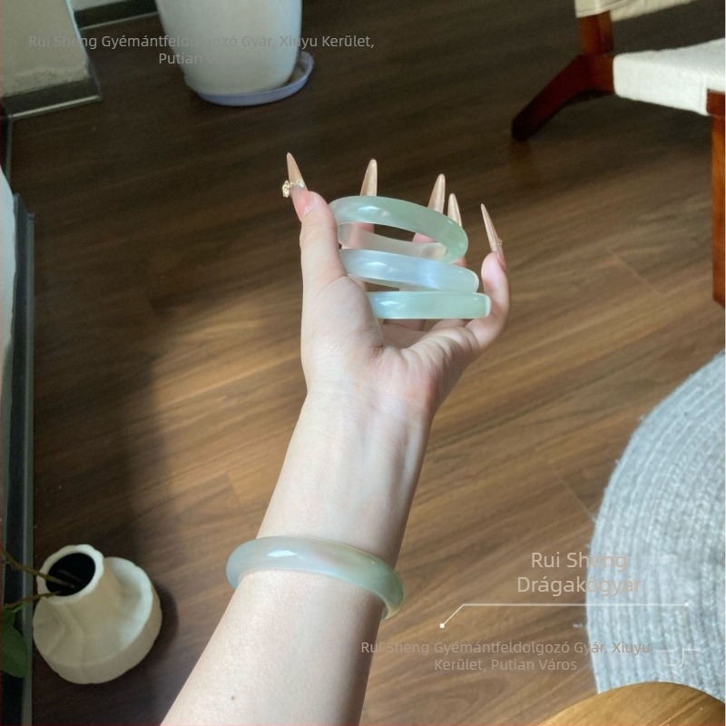 Üvegkarkötő, Zhuozhi bracelet márka, polírozott felület, kínai stílus, irodalmi retro