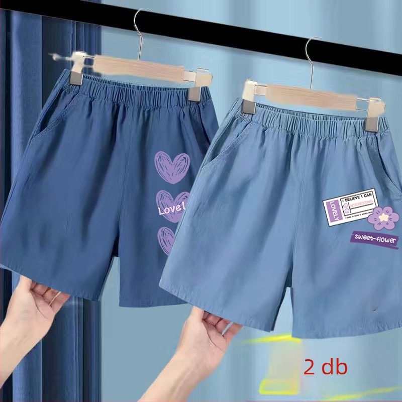 Lányok nyári jégselyem denim rövidnadrág, poliészter 91–95%, középmagas derékvonal, elasztikus öv, Cartoon mintázat, 3–8 éveseknek, nyár 2025