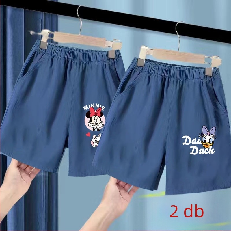 Lányok nyári jégselyem denim rövidnadrág, poliészter 91–95%, középmagas derékvonal, elasztikus öv, Cartoon mintázat, 3–8 éveseknek, nyár 2025