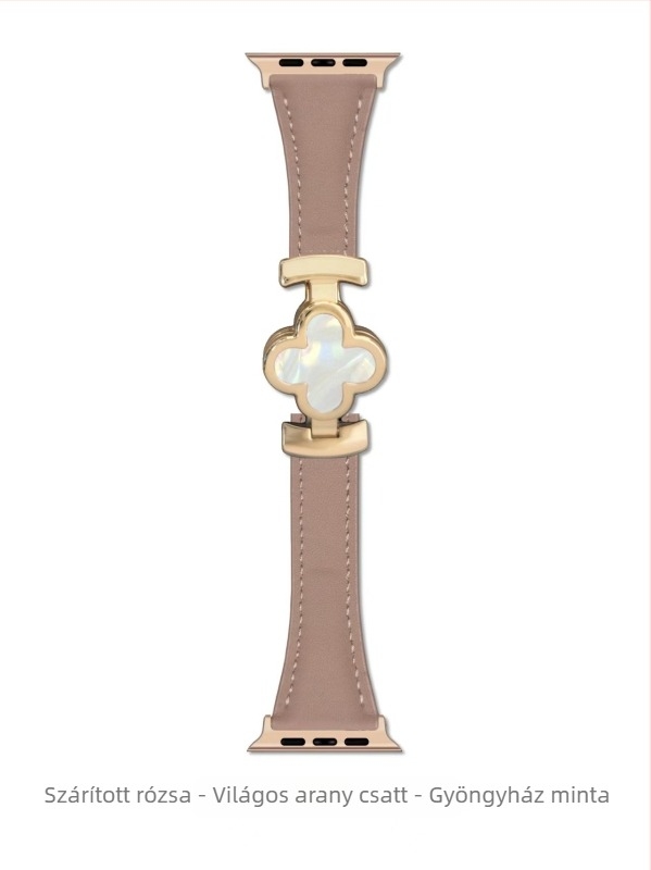 Négylevelű lóhere mintás mágneses csatú bőr karpánt Apple Watchhoz, 38–49 mm