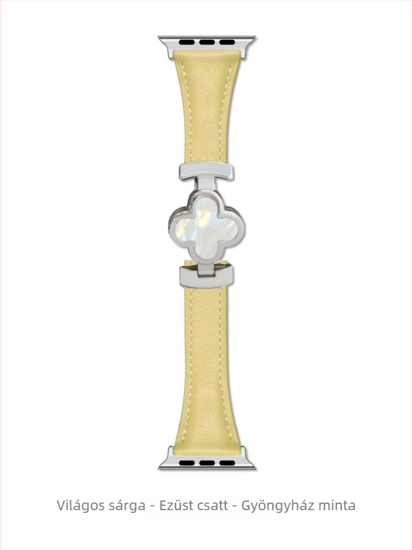 Négylevelű lóhere mintás mágneses csatú bőr karpánt Apple Watchhoz, 38–49 mm